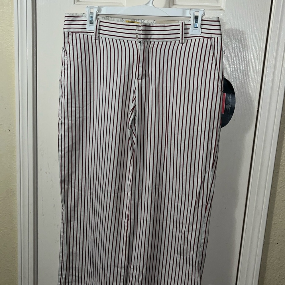 Libertime White and Red Striped 100% cotton pants (size 7)